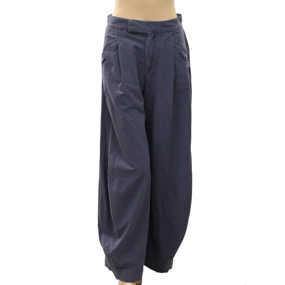 Free People Tegan Washed Barrel Trousers Pants Pleated Solid Cotton S 288469